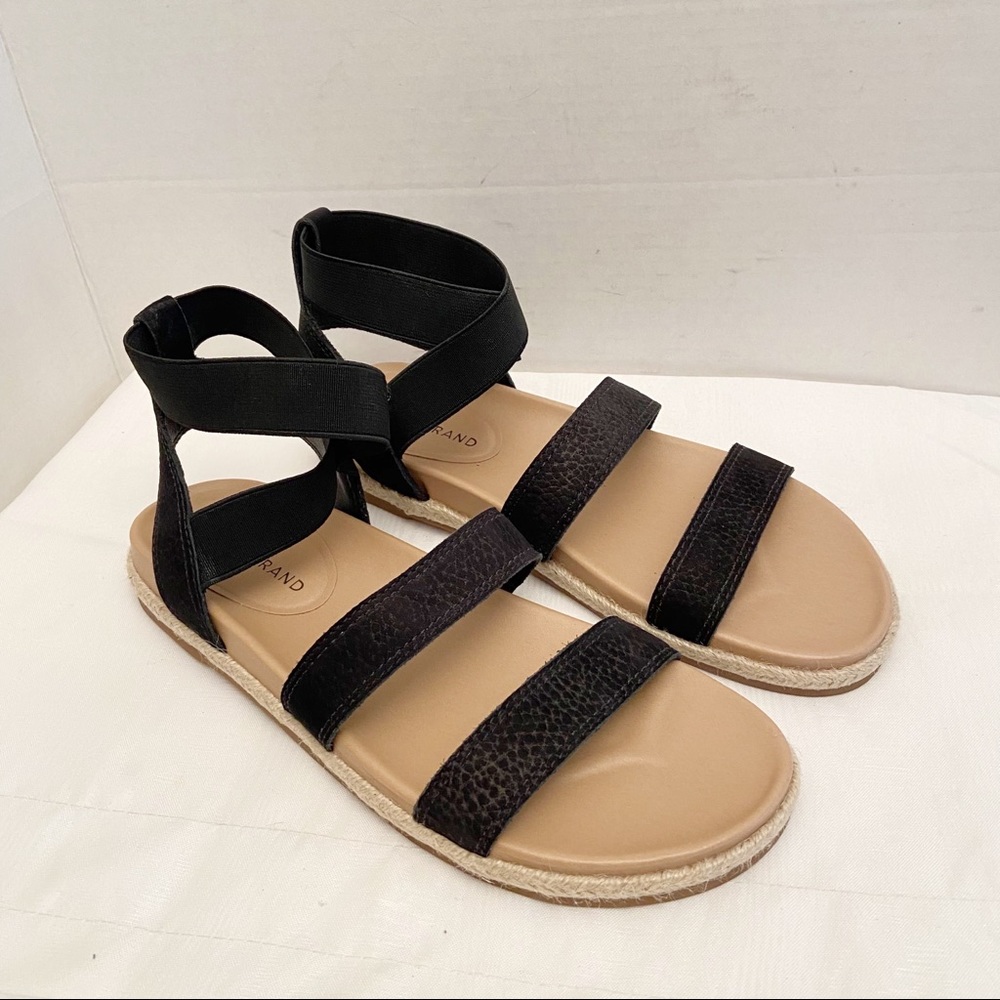 Lucky Brand Sandals Dilane Black Strappy Ankle Nubuck/ Elastic  Women's …